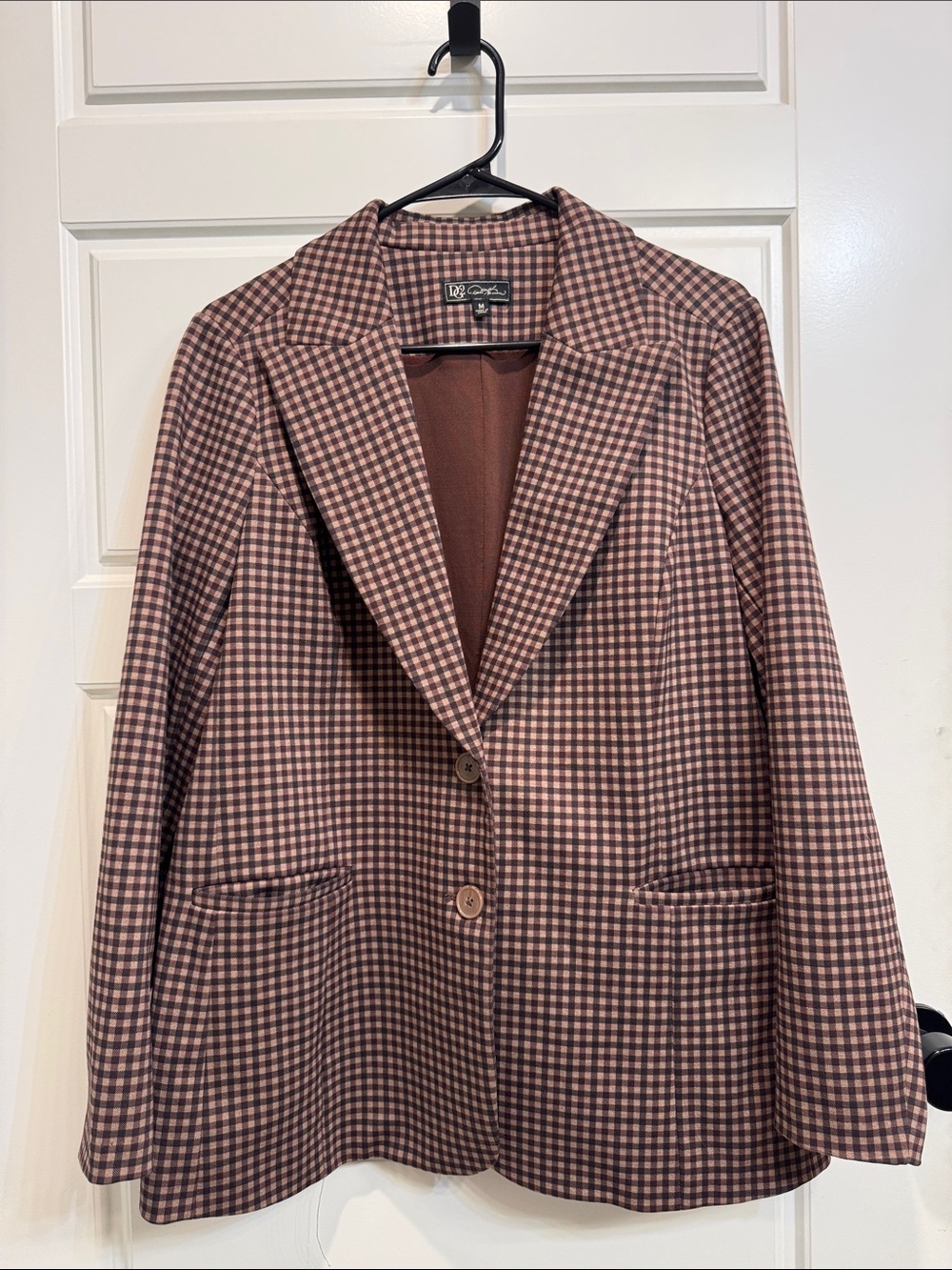 DG2 by Diane Gilman Brown Gingham Blazer